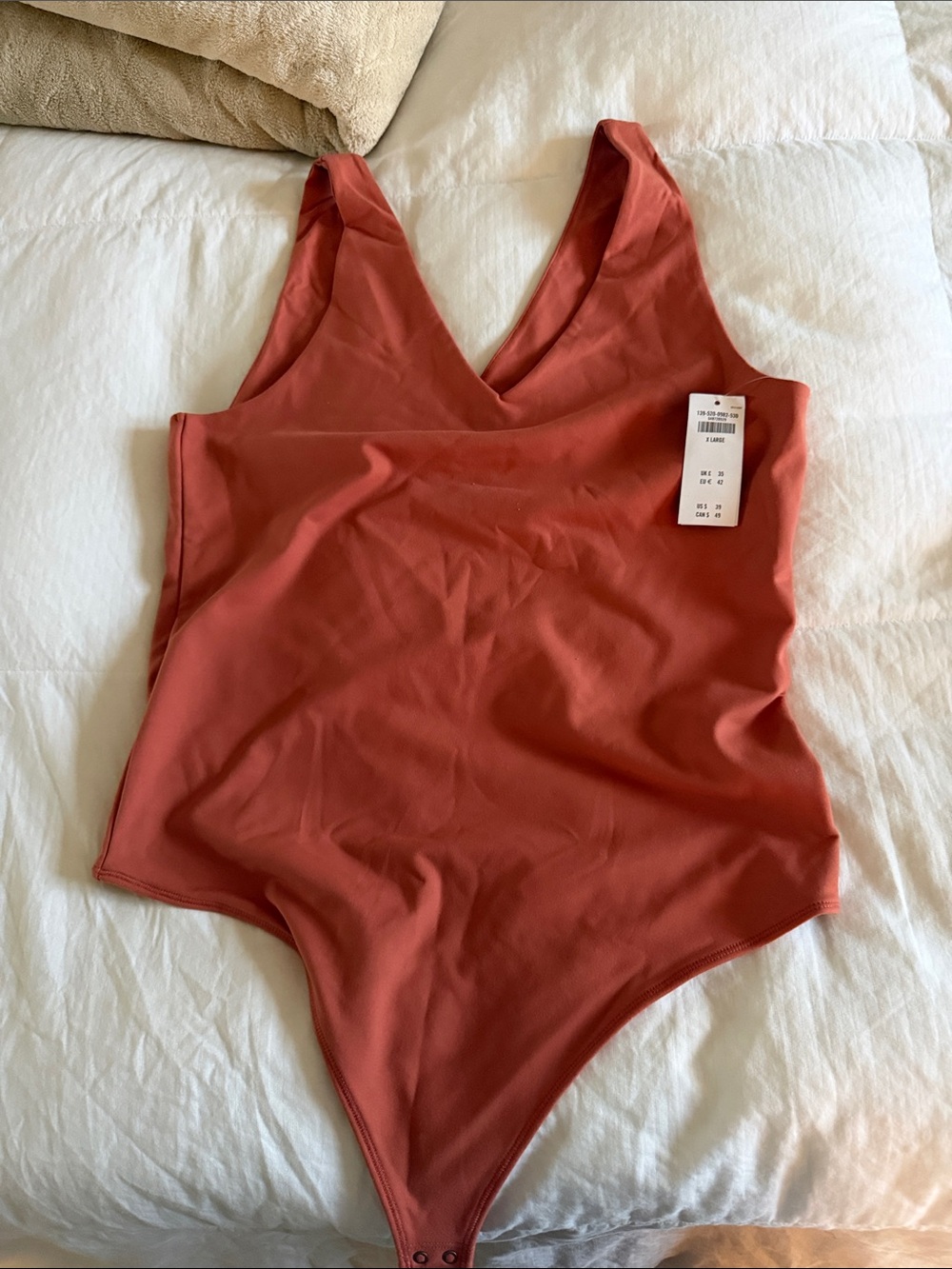 Abercrombie & Fitch Rust-Red V-Neck Sleeveless Bodysuit
